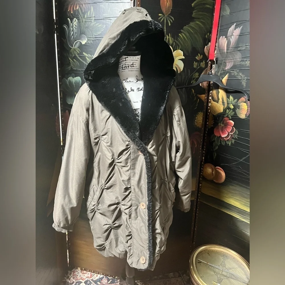 UTEX Vintage Down Filled Parka Puffer Coat taupe color